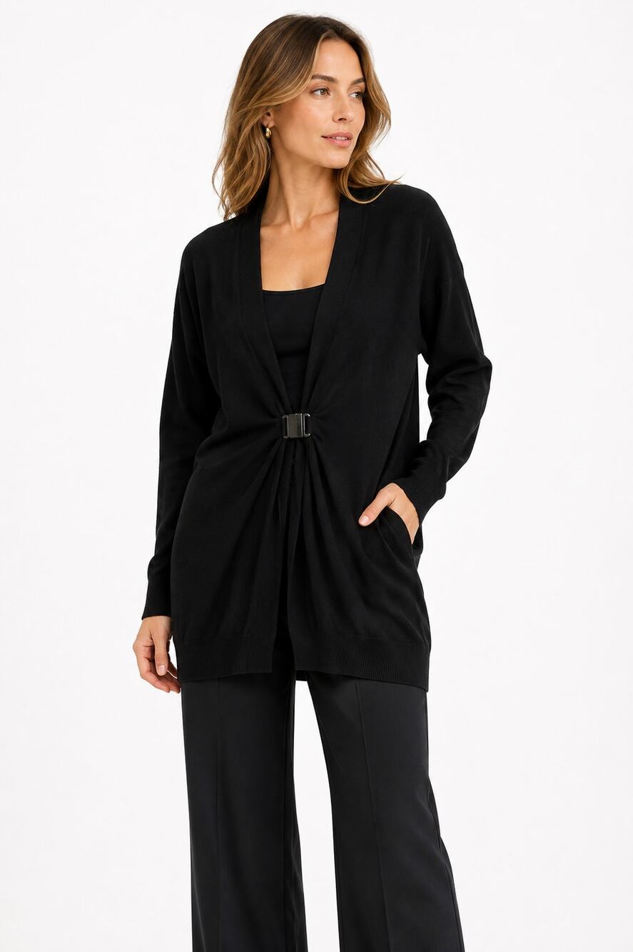 Brunello Cucinelli Black Cashmere Cardigan Sweater Womens M Duster Luxury Italy